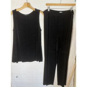 Vikki Vi From Nordstom Size 2X black tank top and pants Set Slinky Knit travel